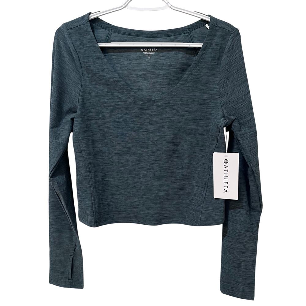 NWT ATHLETA | SoftLuxe Top Long Sleeve Green Medium - Picture 3 of 10